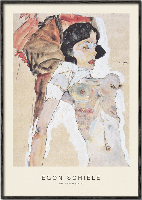 Vintage tisk: ležící ženská postava Egon Schiele