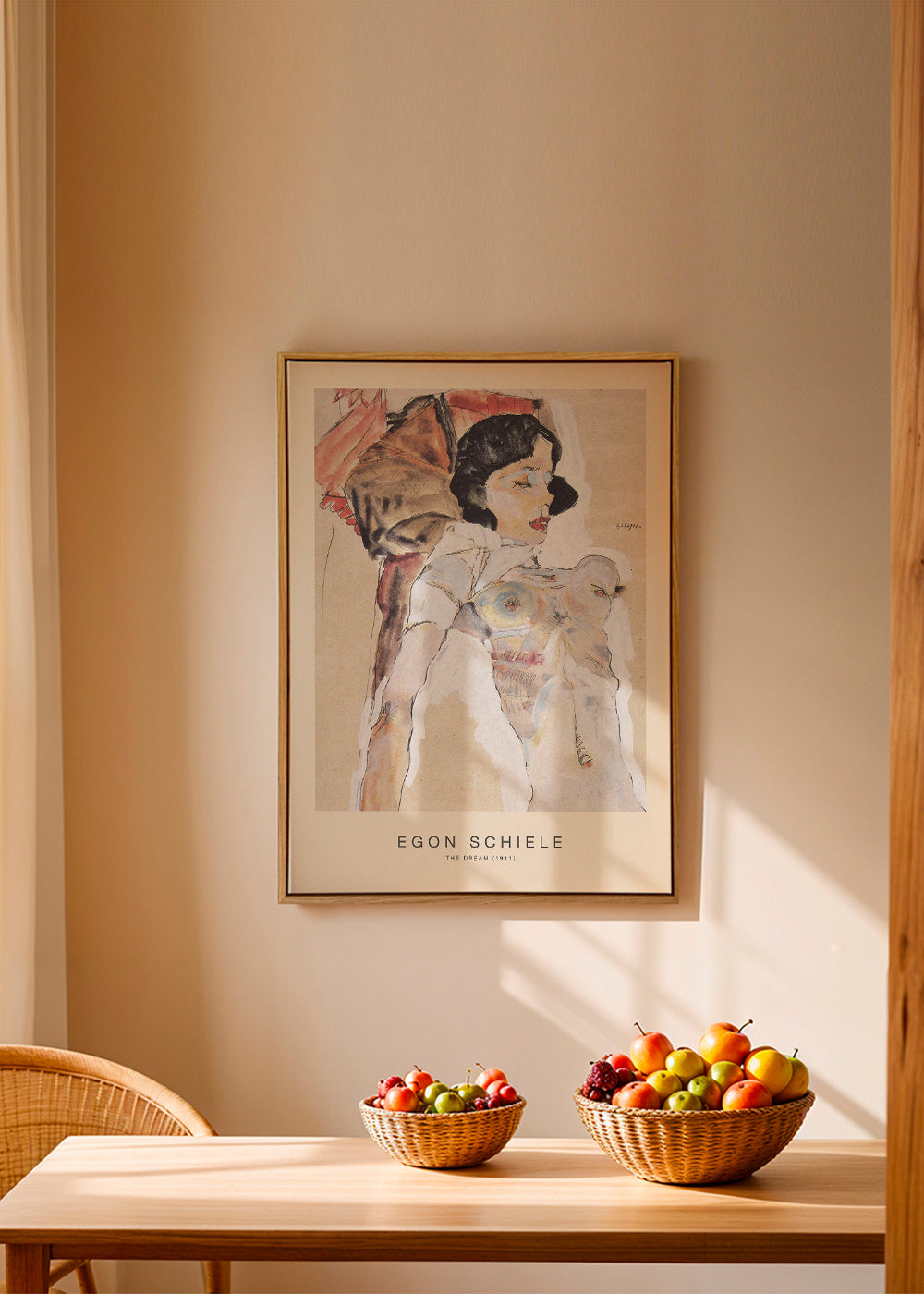 Vintage tisk: ležící ženská postava Egon Schiele