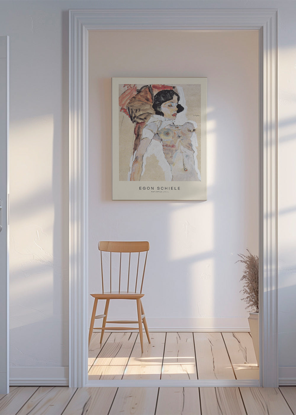 Vintage tisk: ležící ženská postava Egon Schiele