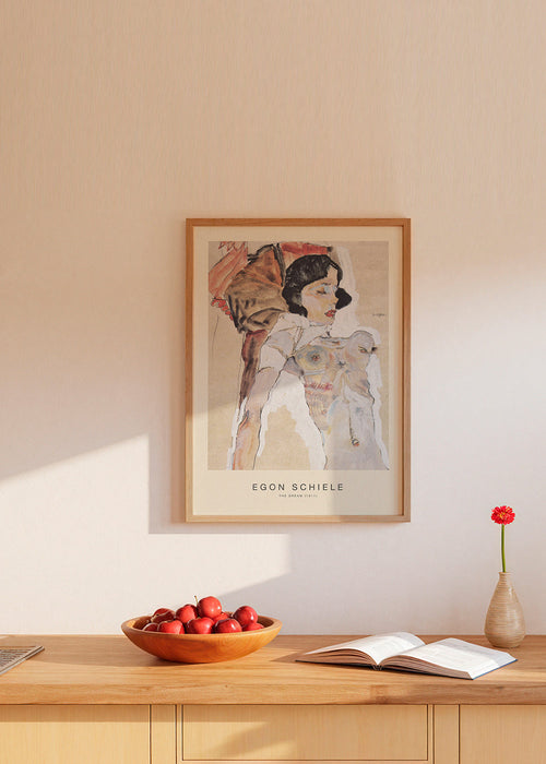 Vintage tisk: ležící ženská postava Egon Schiele