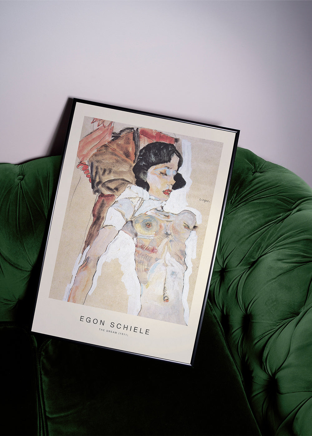 Vintage tisk: ležící ženská postava Egon Schiele