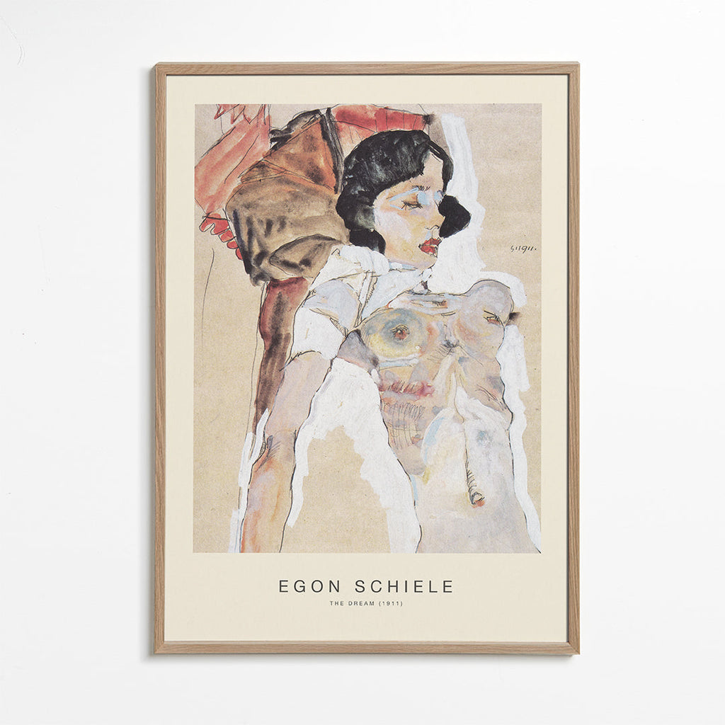 Vintage tisk: ležící ženská postava Egon Schiele
