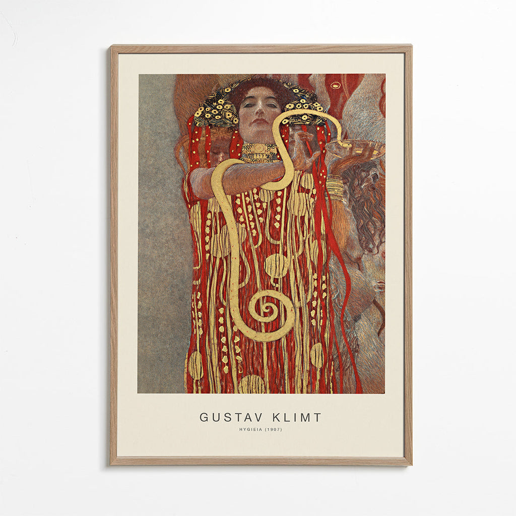 Vintage umění Hygieia od Klimta v zlaté a červené