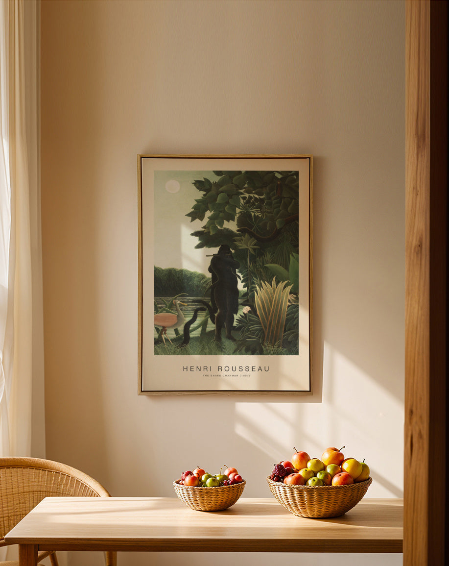 The Snake Charmer (Special Edition) - Henri Rousseau - Framed canvas in an interior