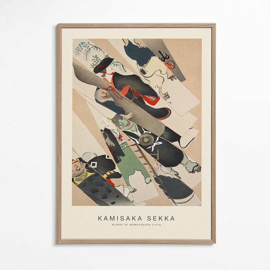 Japonská ilustrace Momoyogusa s postavami v kimonech