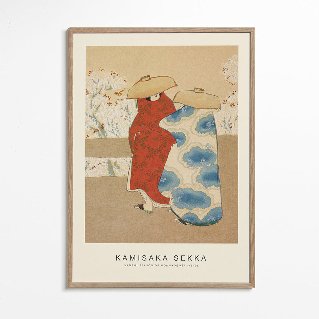 Japonská ilustrace s kimony a květy sakury