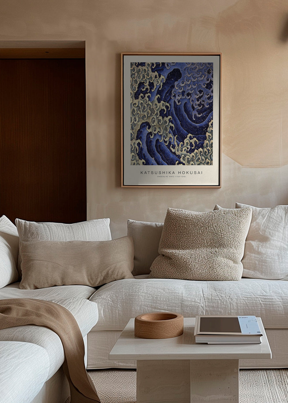 Ilustrace vlny Hokusai v modrém