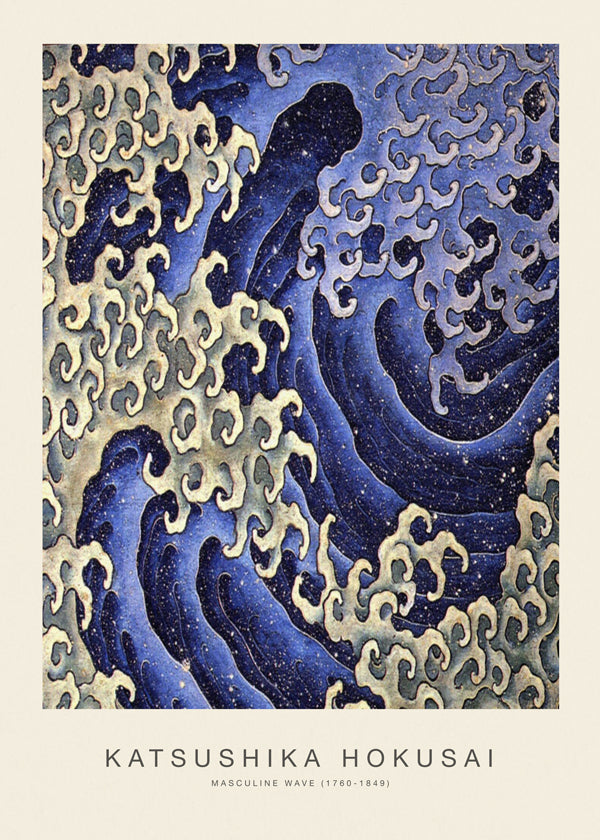 Ilustrace vlny Hokusai v modrém