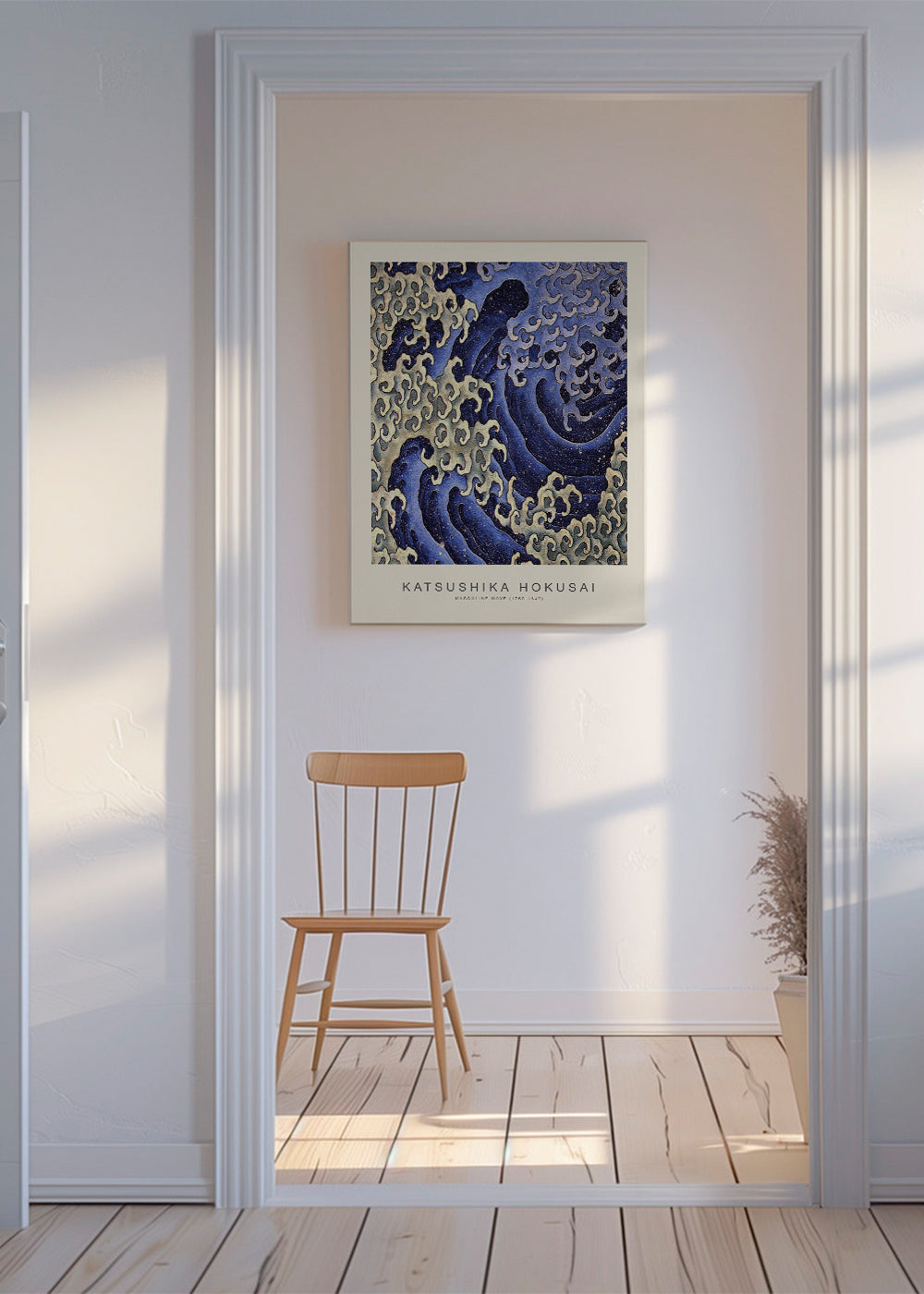 Ilustrace vlny Hokusai v modrém
