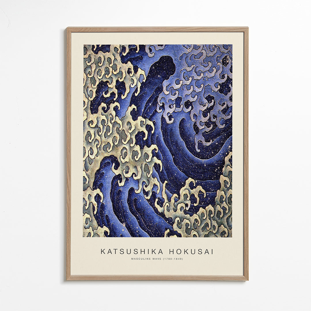 Ilustrace vlny Hokusai v modrém