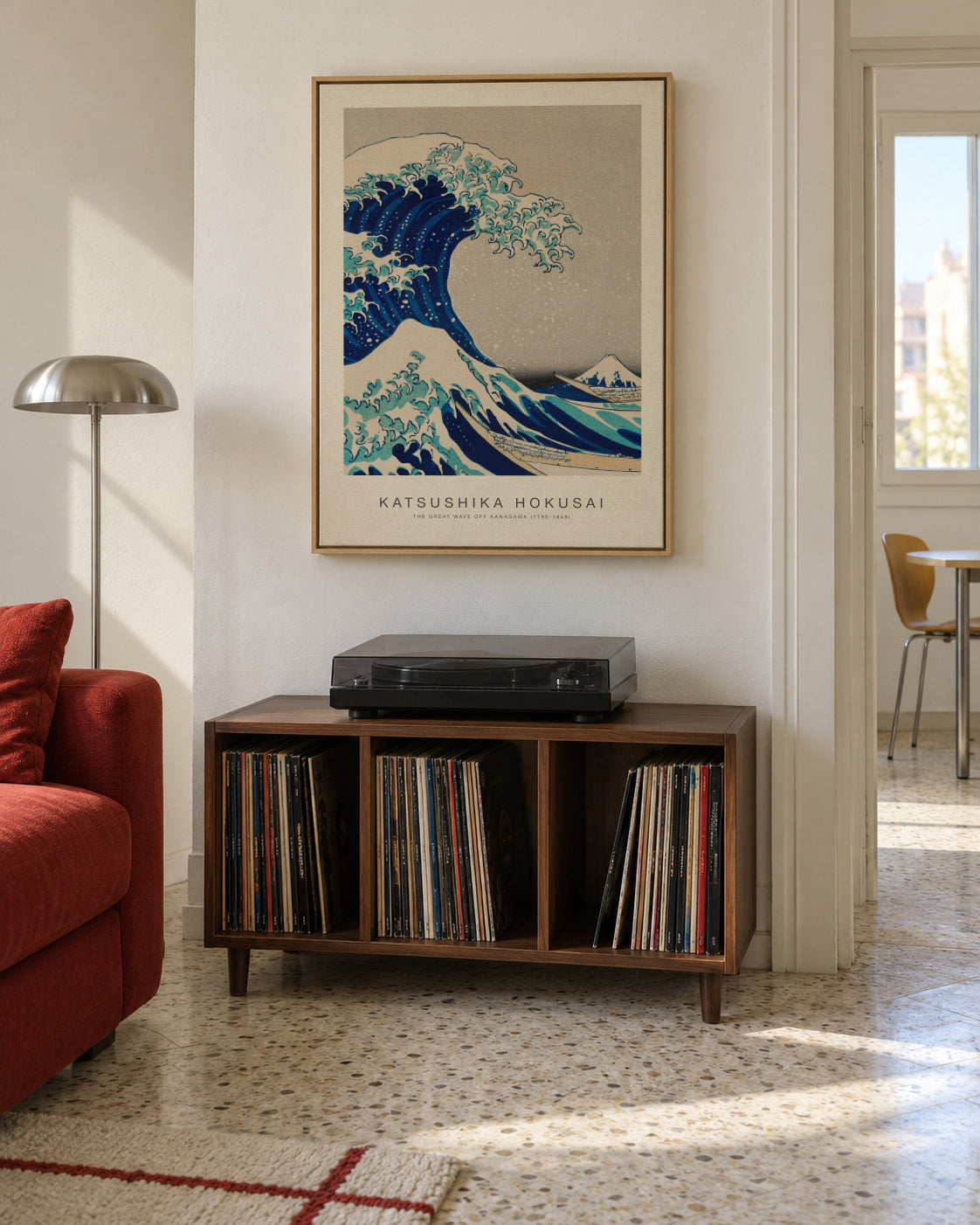 The Great Wave Off Kanagawa (Special Edition) - Katsushika Hokusai - Framed canvas in an interior