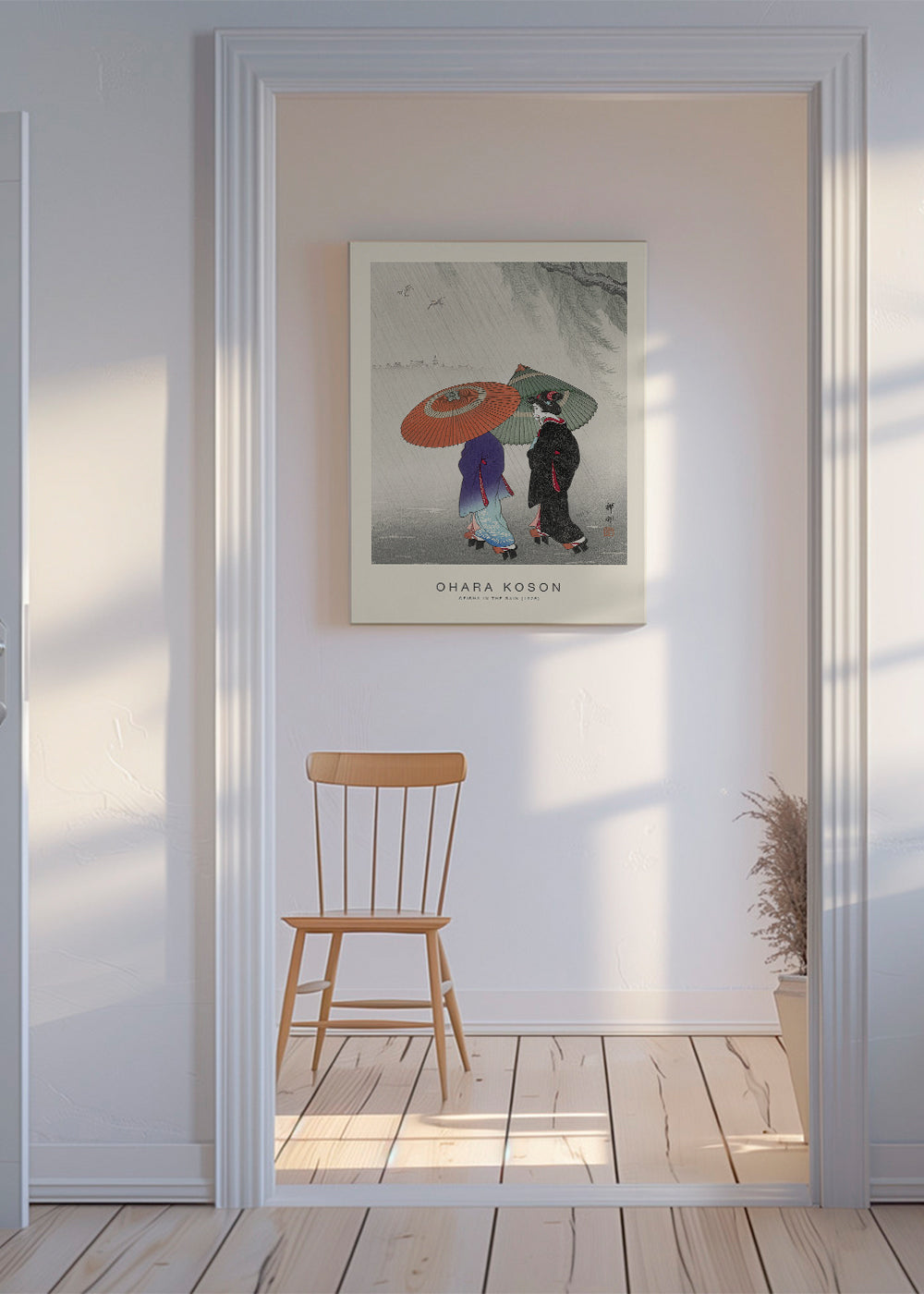 Japonská ilustrace gejš v dešti