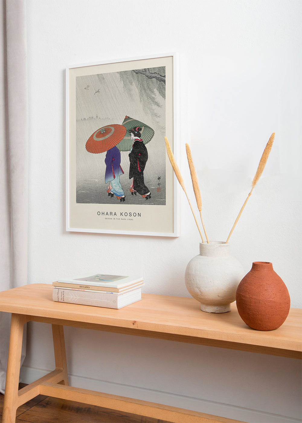 Japonská ilustrace gejš v dešti