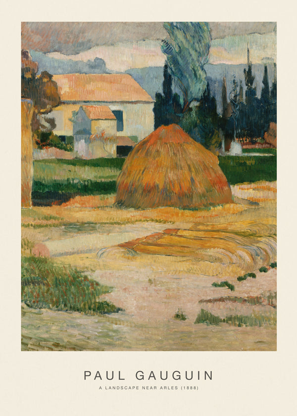 Krajinný obraz s kupou sena u Arles