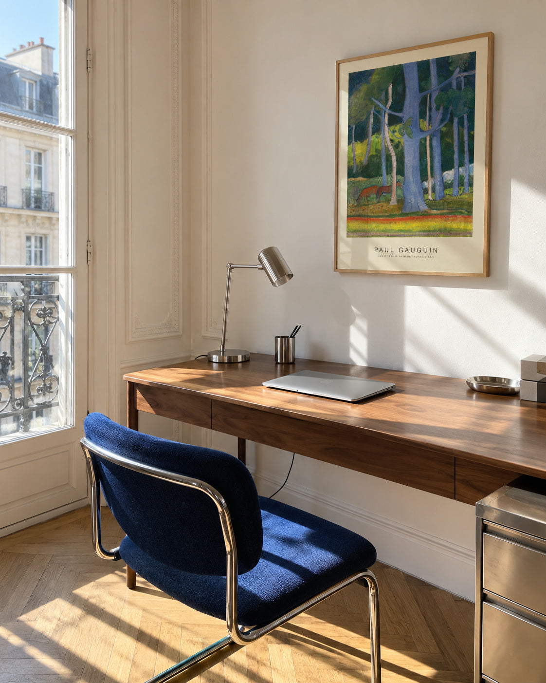 Landscape with Blue Trunks (Special Edition) - Paul Gauguin - Framed poster in an interior