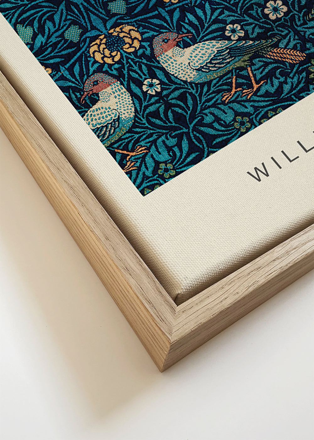 Botanický plakát William Morris s ptáky a modrým listím