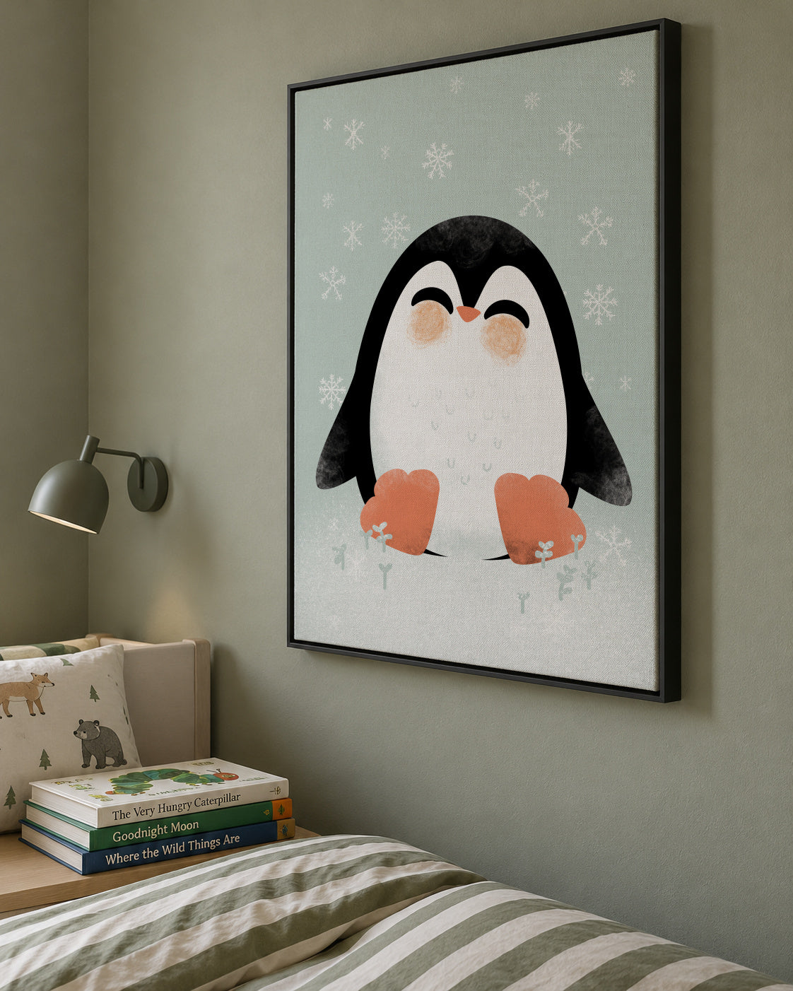 Animignons the Penguin - Framed canvas in an interior