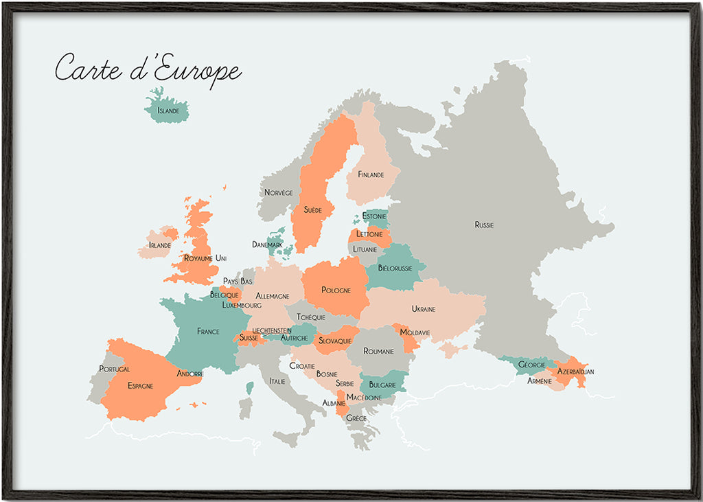 Obraz do kuchyně Mapa Evropy v pastelových tónech