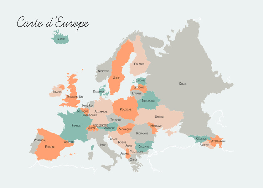 Obraz do kuchyně Mapa Evropy v pastelových tónech