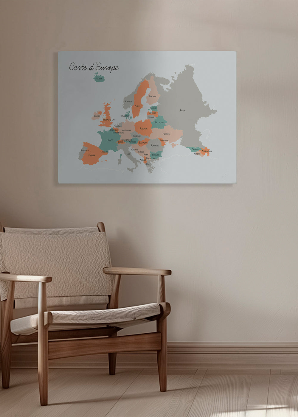 Obraz do kuchyně Mapa Evropy v pastelových tónech