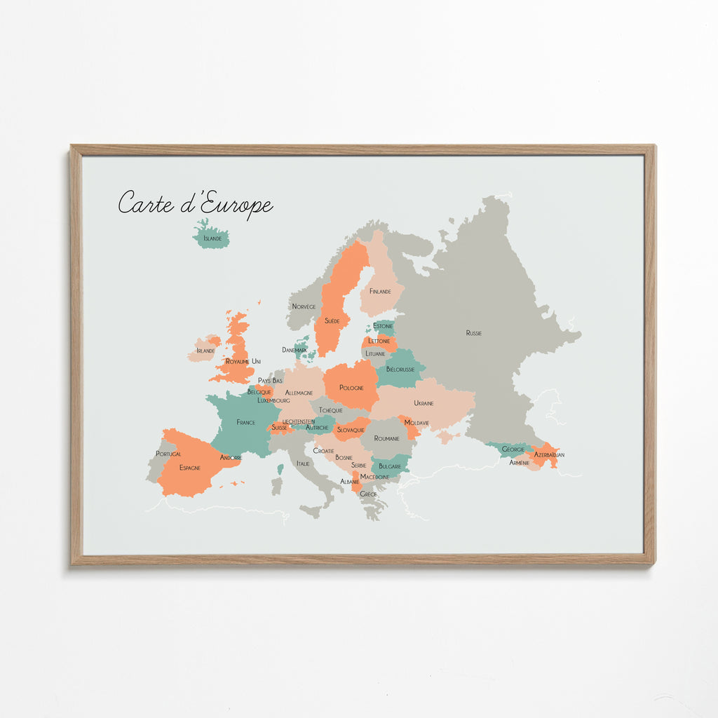 Obraz do kuchyně Mapa Evropy v pastelových tónech