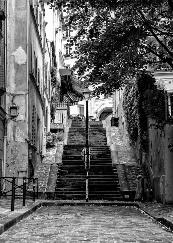 Obraz do kuchyně: Schody v Montmartre černobíle
