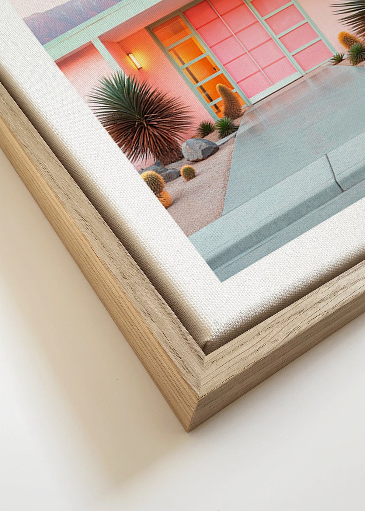 Botanický plakát Palm Springs růžový – Canvas detail
