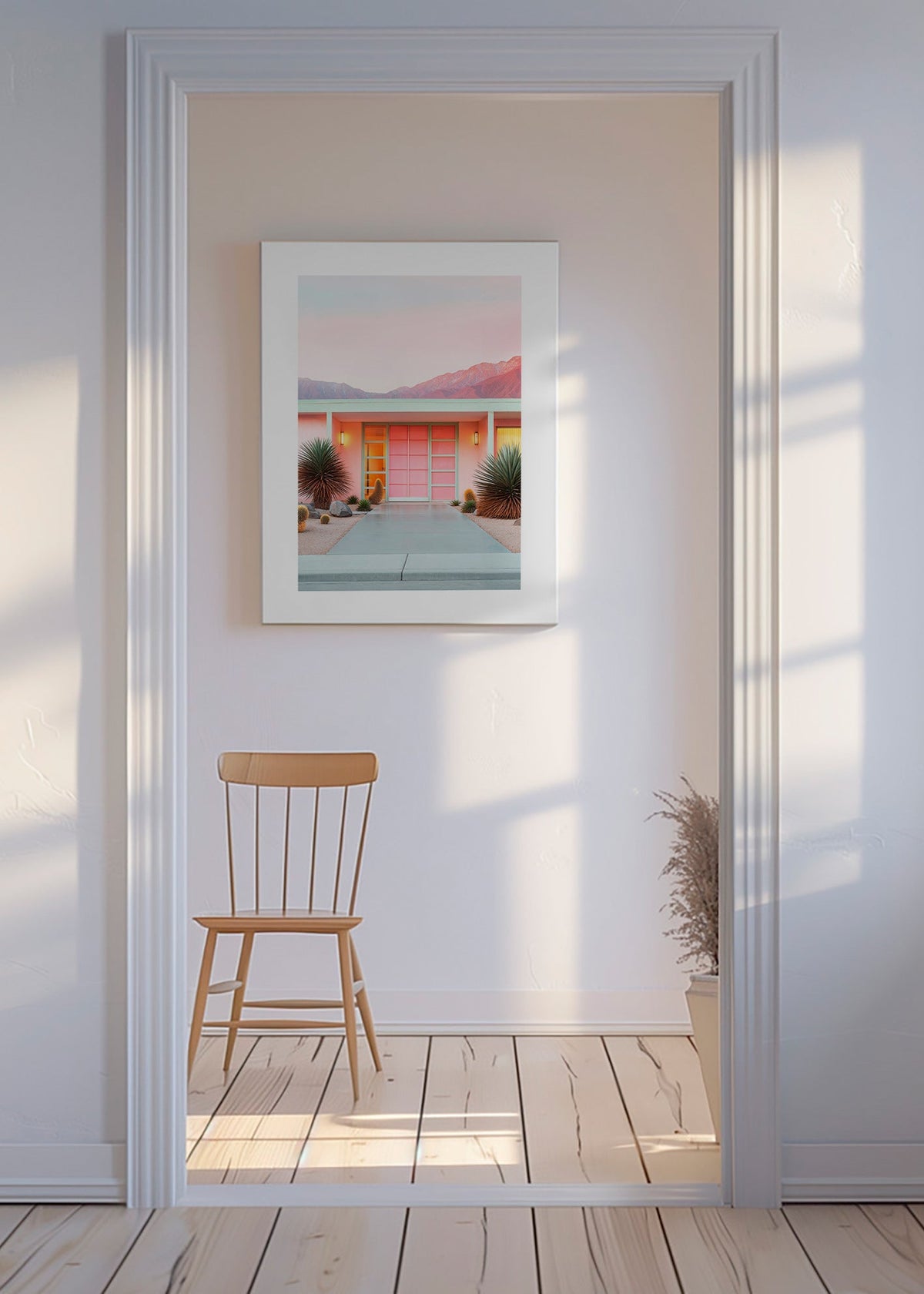 Botanický plakát Palm Springs růžový – Canvas