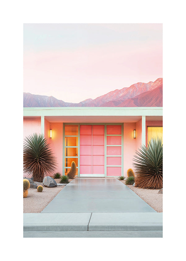 Botanický plakát Palm Springs růžový