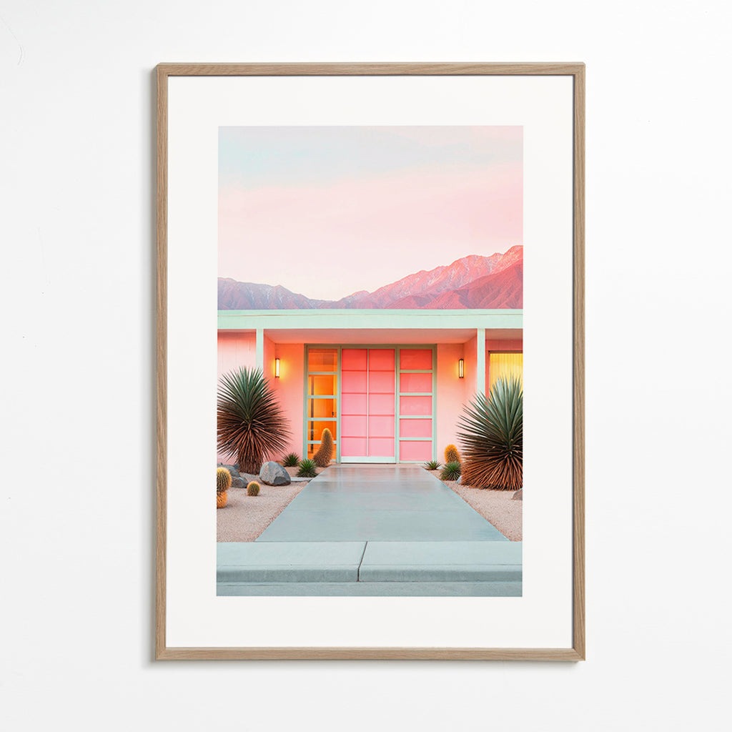 Botanický plakát Palm Springs růžový – Oak Frame