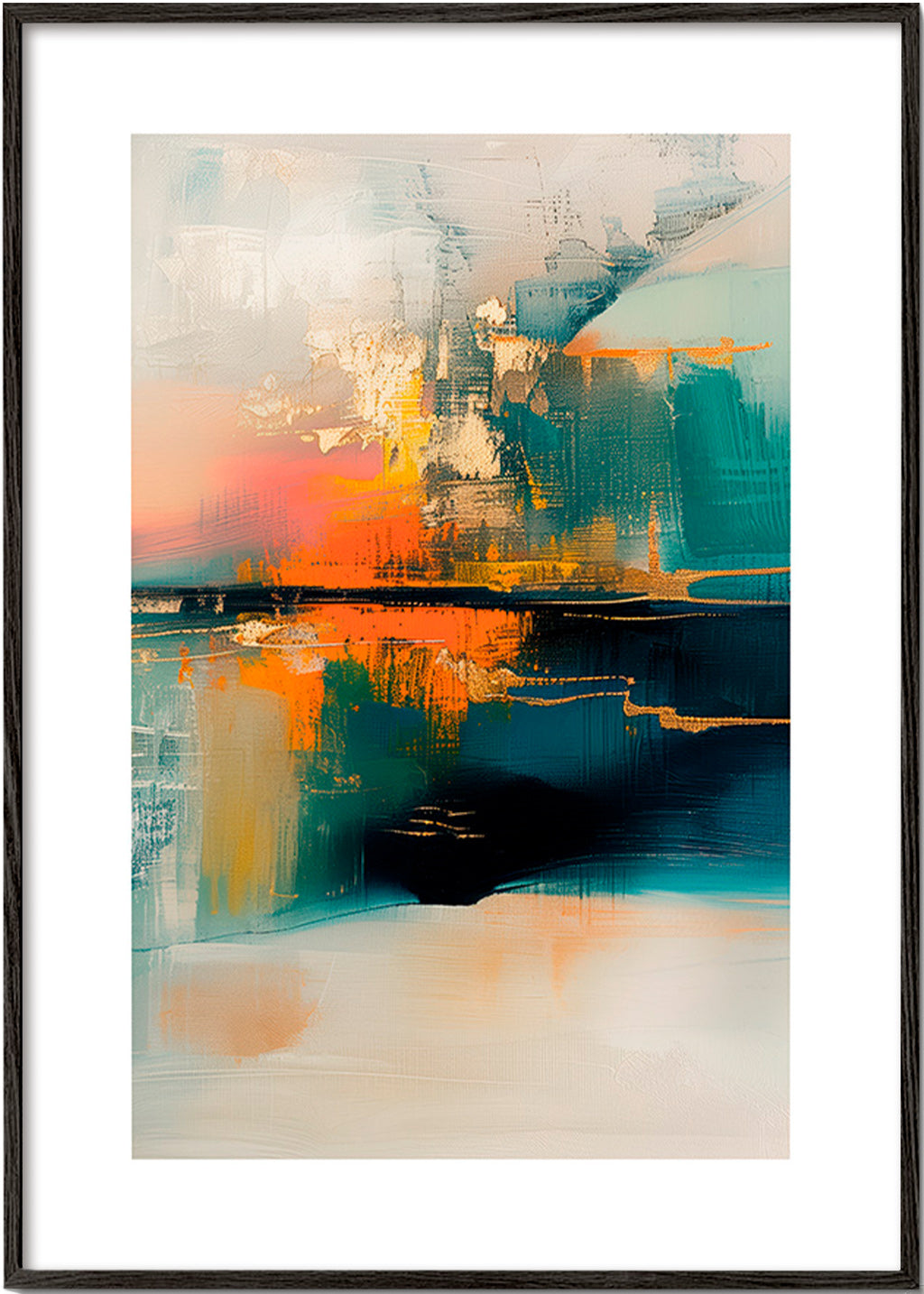 Abstraktní obraz s vodními odrazy – Black Frame