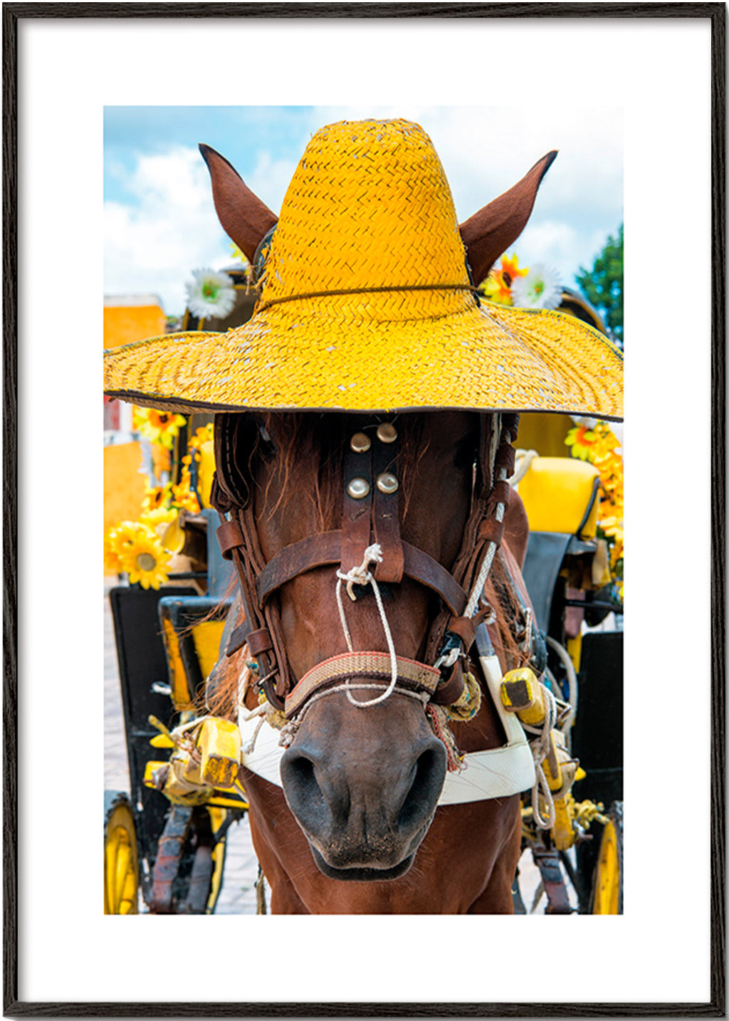 Kůň v žlutém klobouku – Black Frame