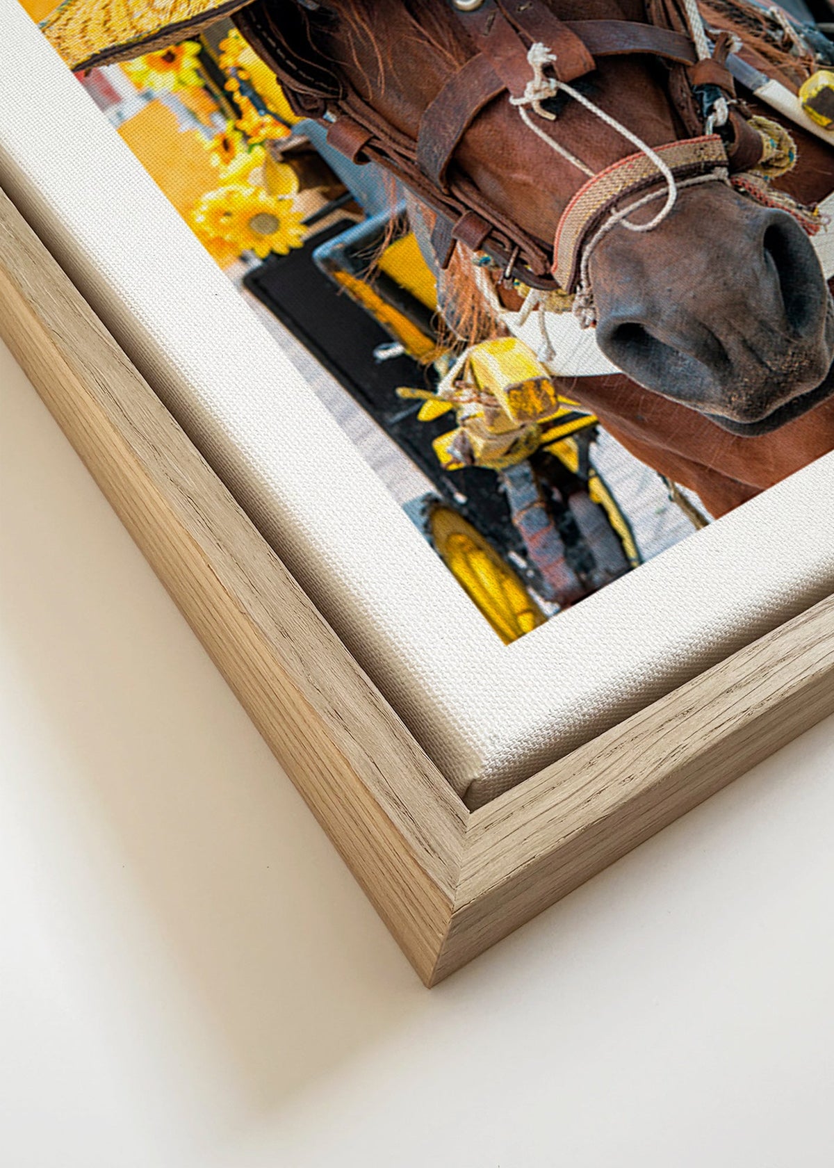 Kůň v žlutém klobouku – Canvas detail