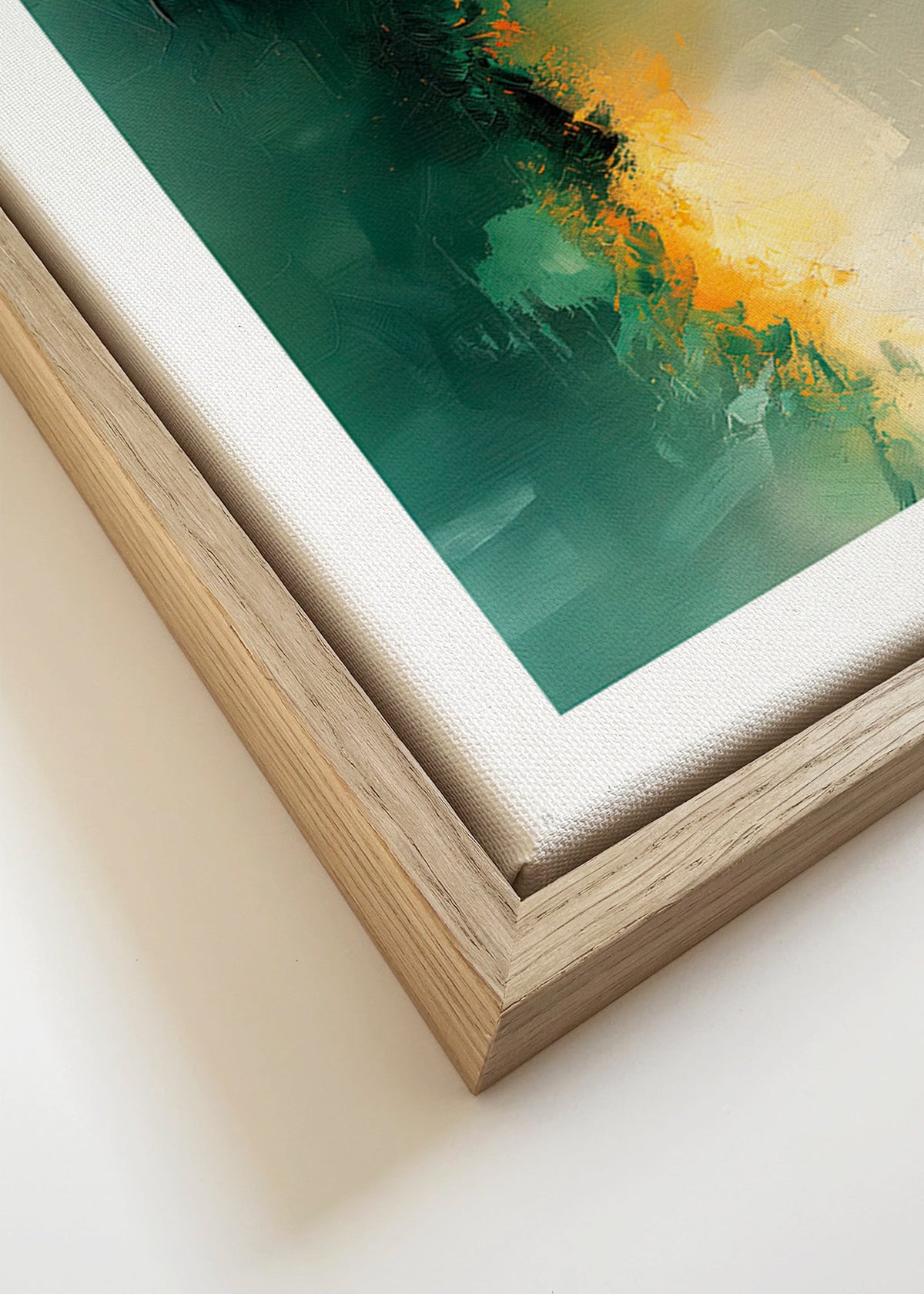 Abstraktní obraz zeleno-zlatý - Soumrak – Canvas detail