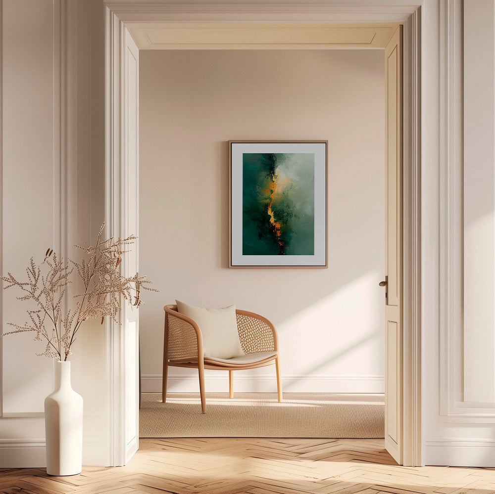 Abstraktní obraz s vertikálními zelenými pruhy – Canvas2