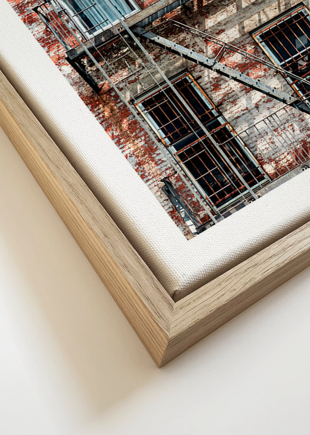 Fotografie fasády s hasičským žebříkem – Canvas detail