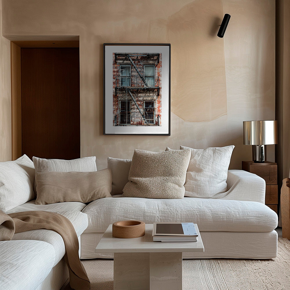 Fotografie fasády s hasičským žebříkem – Canvas1