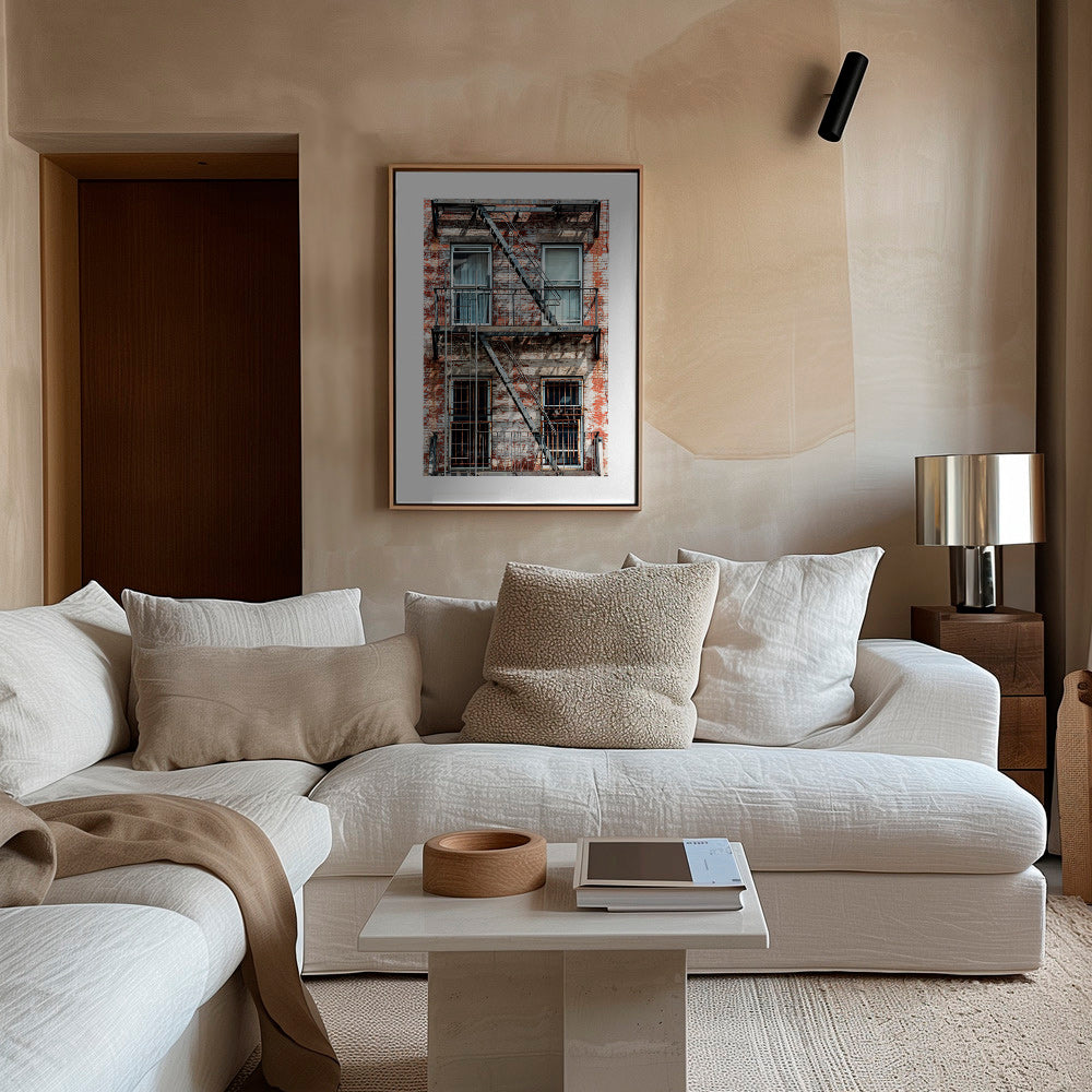 Fotografie fasády s hasičským žebříkem – Canvas2