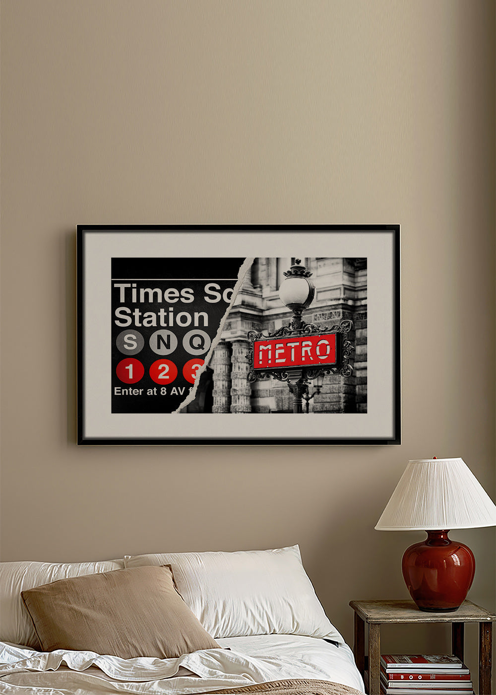 Plakát města s červeným nápisem Metro – Canvas2