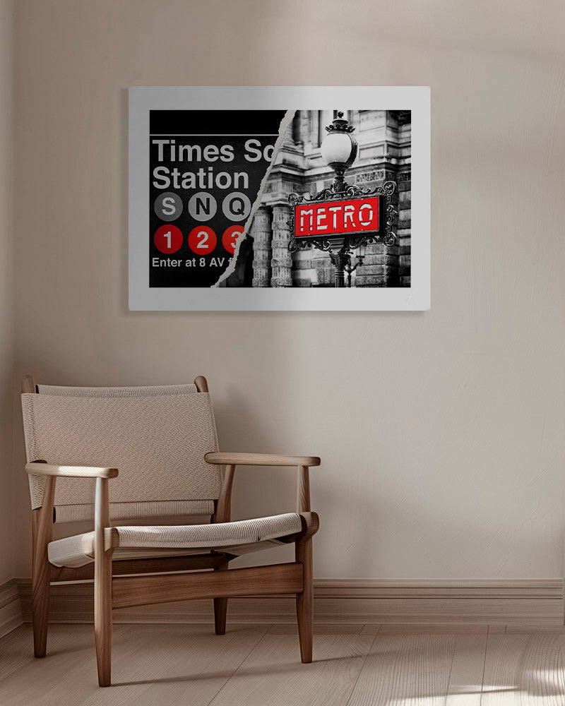 Plakát města s červeným nápisem Metro – Canvas