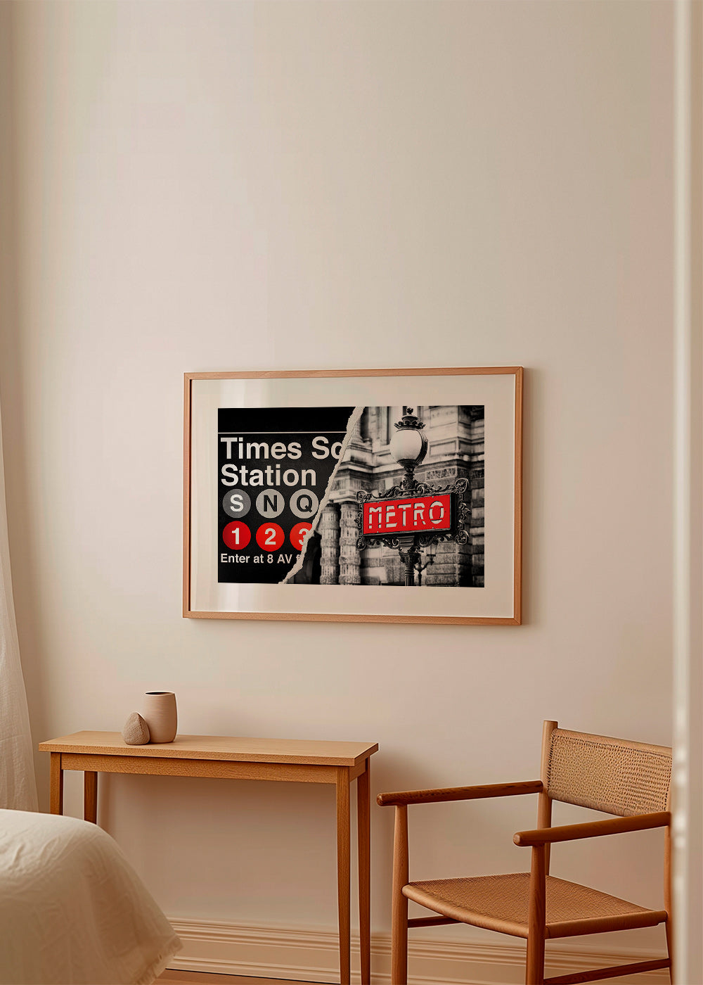 Plakát města s červeným nápisem Metro – Product3