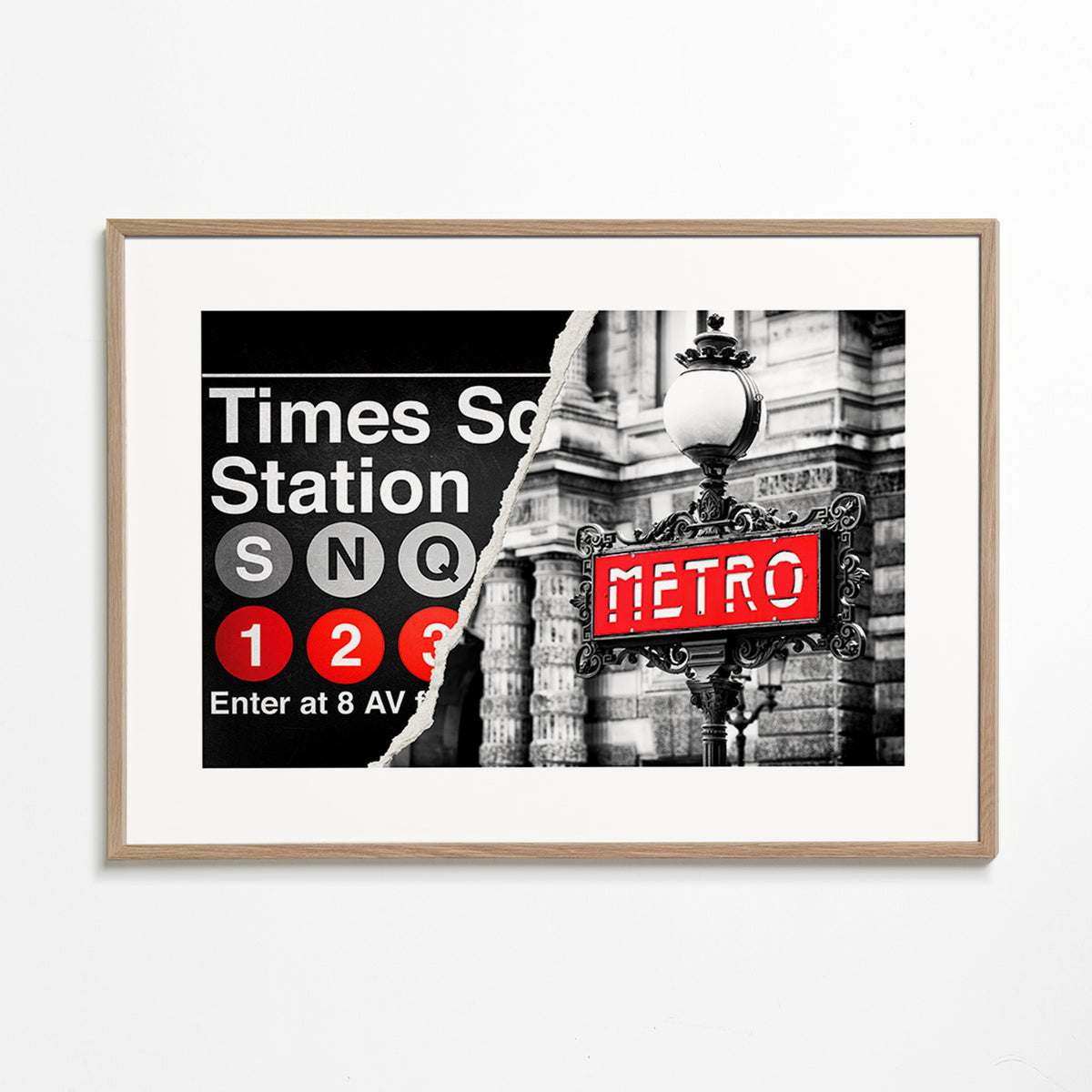 Plakát města s červeným nápisem Metro – Oak Frame