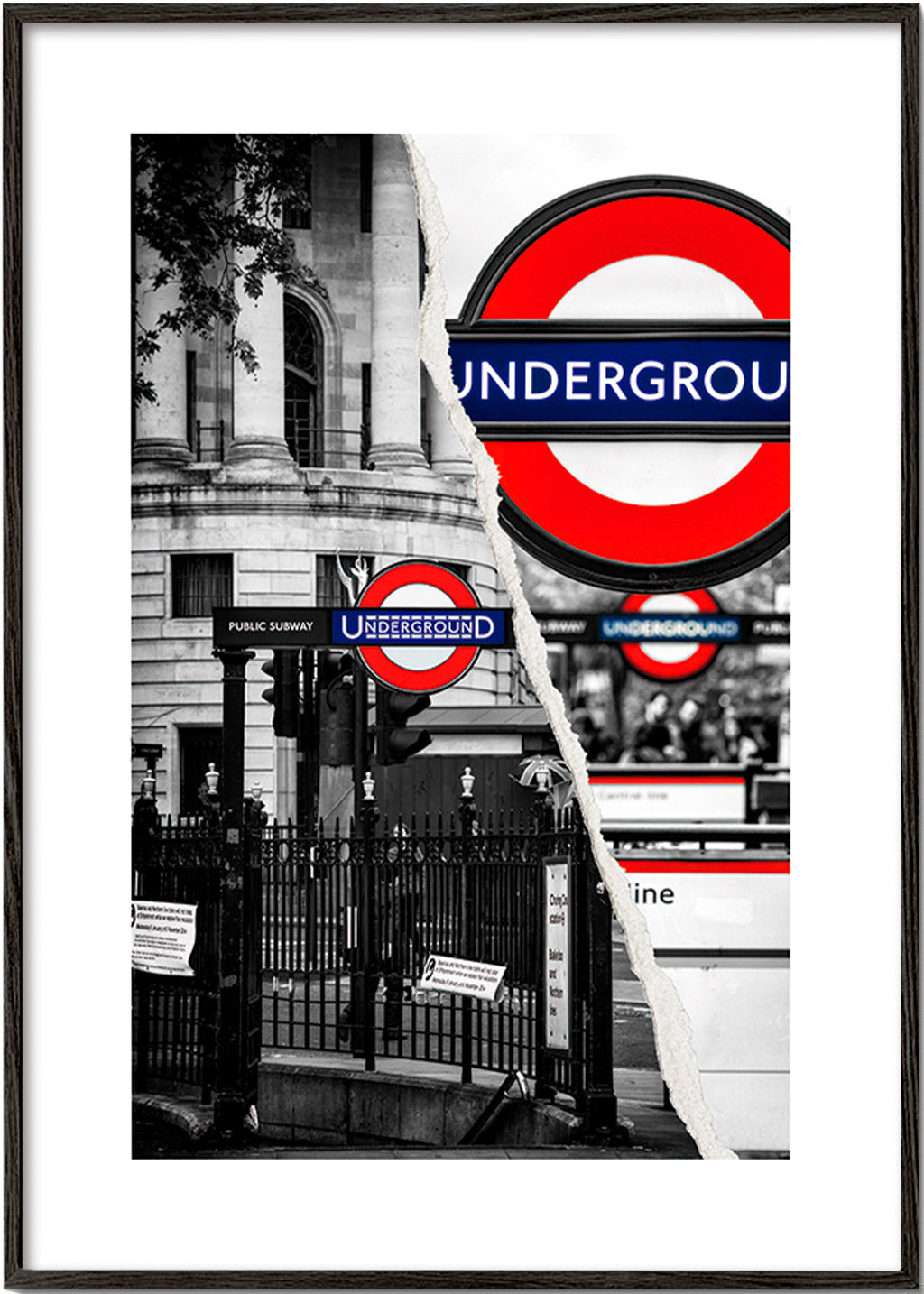 Obraz města s nápisem Underground z Londýna – Black Frame