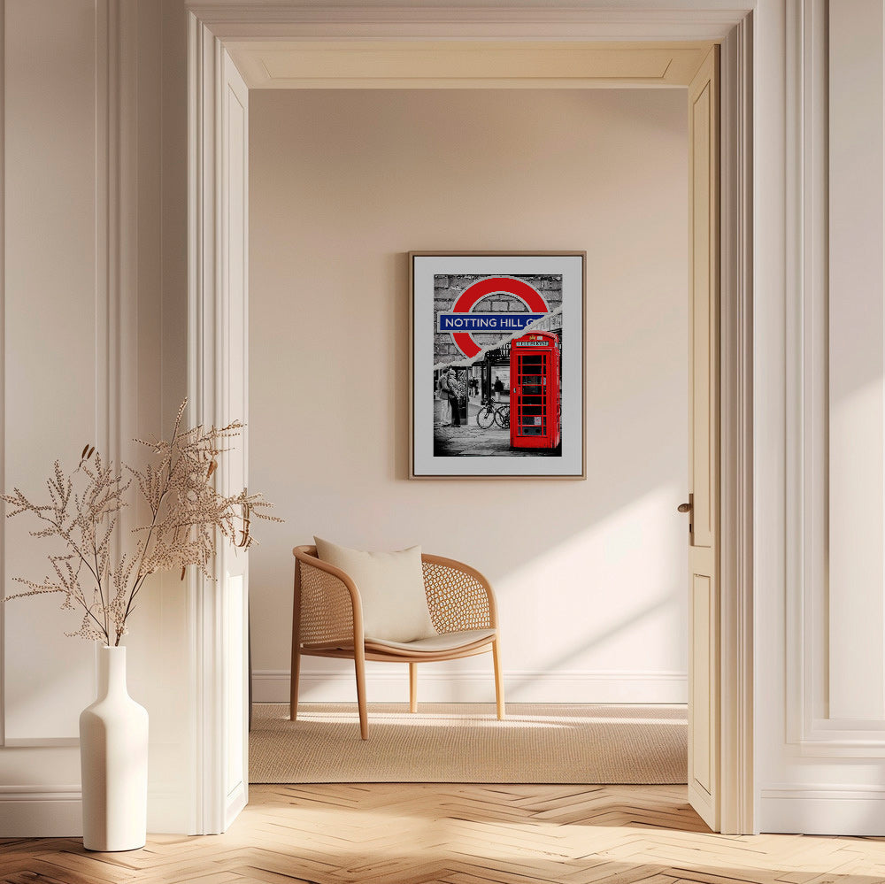 Obraz města s červenou telefonní budkou Notting Hill – Canvas2