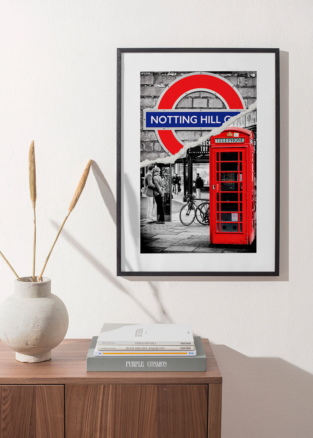 Obraz města s červenou telefonní budkou Notting Hill – Product1