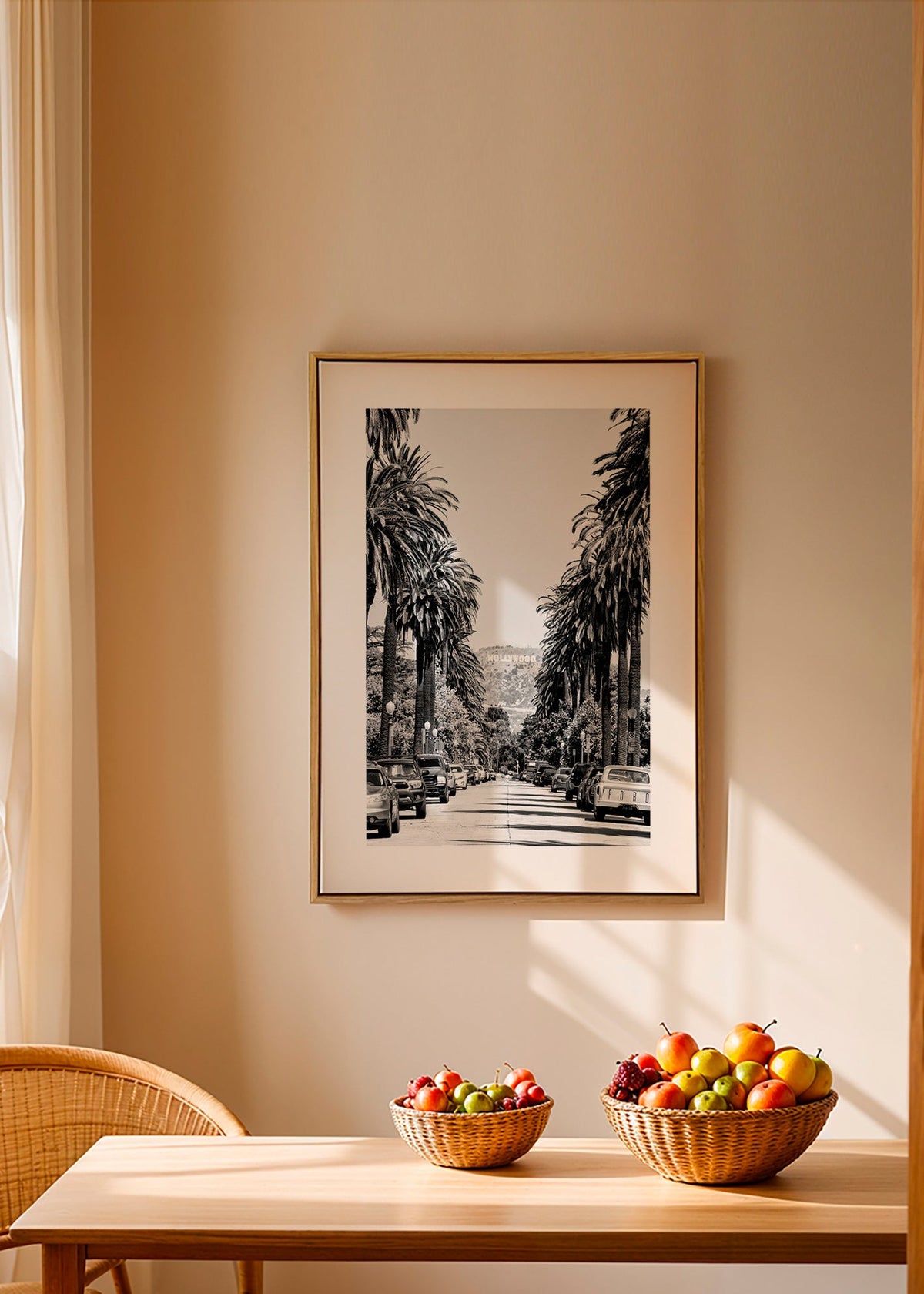 Cestovní plakát Hollywood palmová ulice černobílý – Canvas2