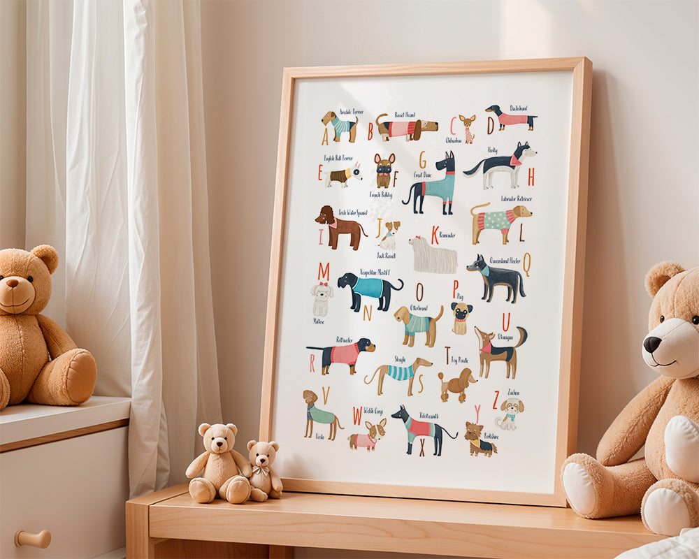 Ilustrace abeceda psů