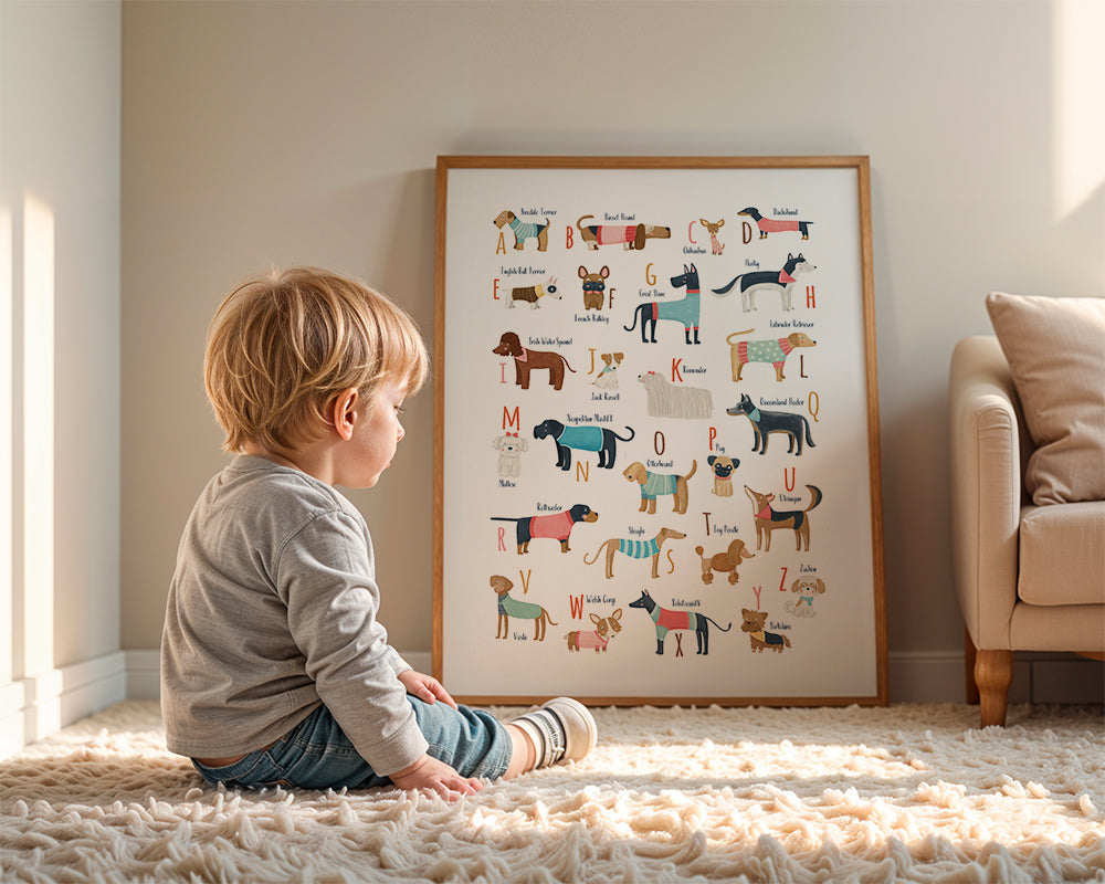 Ilustrace abeceda psů
