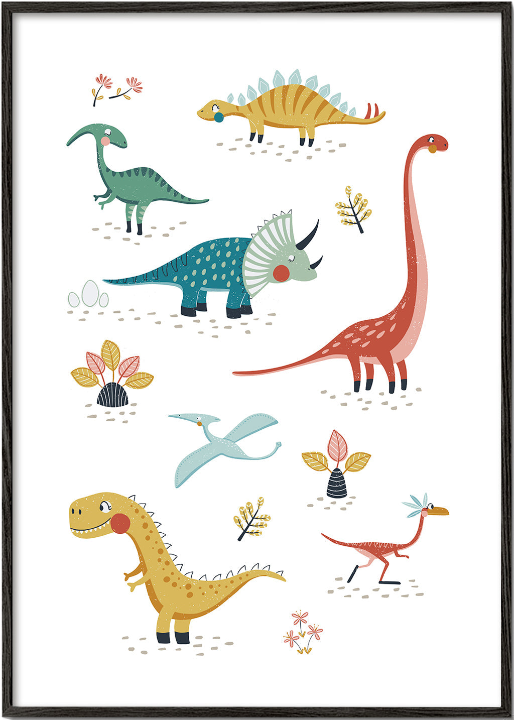 Dětský plakát s hravými dinosaury