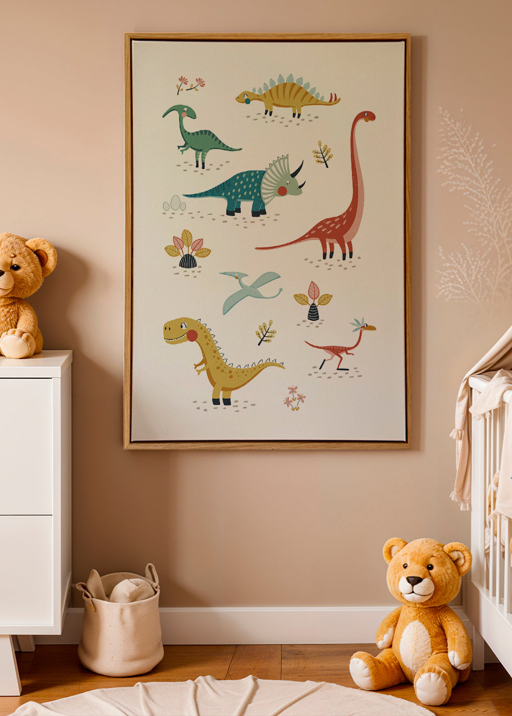 Dětský plakát s hravými dinosaury